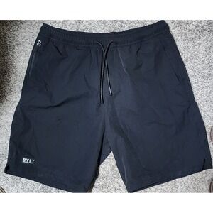 BYLT Premium Basics Mens Athletic Shorts Black Zipper Pockets Medium 7in Inseam